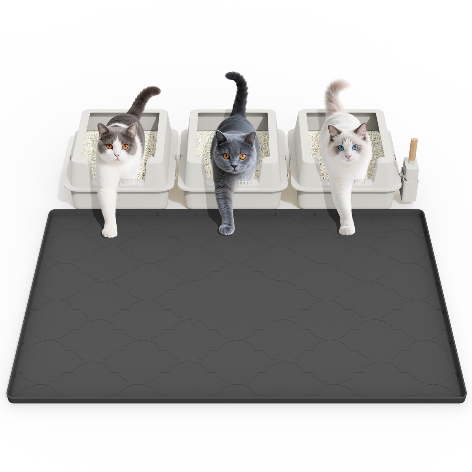 Tapis litière chat silicone beige pour un coin toilette propre dans le salon