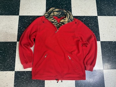 Bogner Quarter Zip Pullover Fleece Leopard Collar Sz L Made In Italy