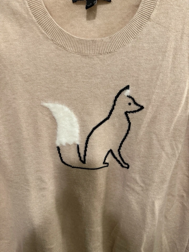 Suéter Banana Republic Piel Zorro Beige Tostado Marrón Cuello Redondo Manga Larga Talla S Foto 2 de 4