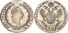 COIN Austria 20 Kreuzer 1830 C KM# 2145 Silver Franz I UNC Luster Toninig