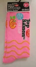 New Top Ramen Shrimp Crew Socks "The Original" Nissin branded Noodles Pink 6-12