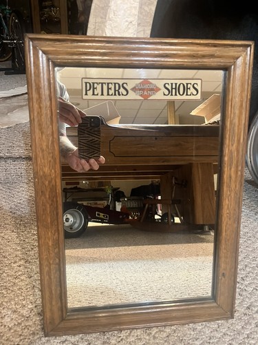 1900’s Peter’s Diamond Brand Shoes Advertising Oak Framed Store Display Mirror