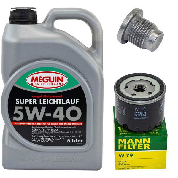 MotoröL Filter Set Meguin 5W-40 5 Liter + Schraube FüR Dacia Logan Renault Clio-image