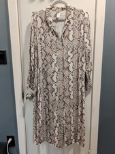 Animal Print Long Day Dress Women's with Belt Size Large