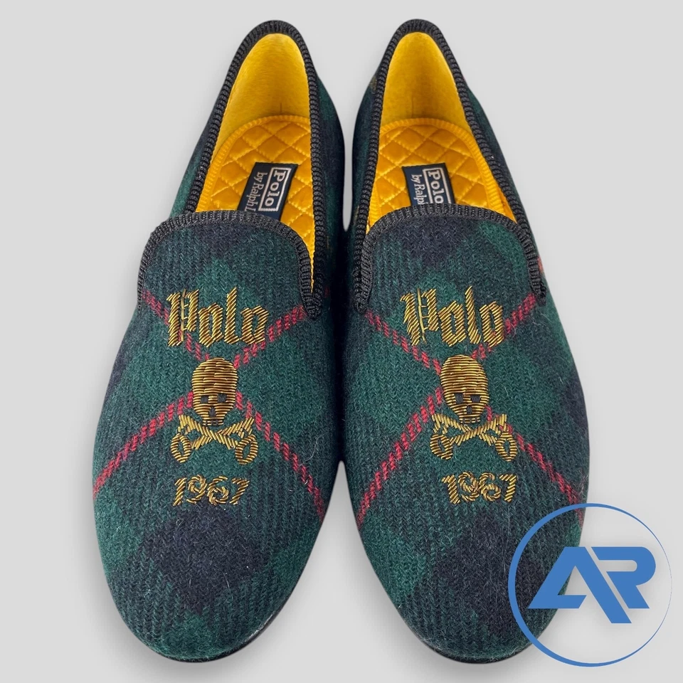 Polo Ralph Lauren Paxton Lana Cuadros Verde Zapatilla Zapatos Calavera y Llaves Para Hombre 11 Foto 3 de 4