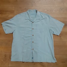 Tommy Bahama Mens XL 100 Silk Camp Blue Floral Shirt Short Sleeve