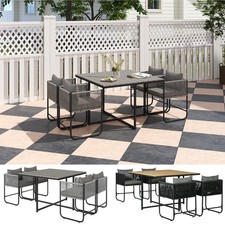 5-PC Rattan Dining Set 4-seater Rattan Cube Dining Sets Space-saving Refurbished