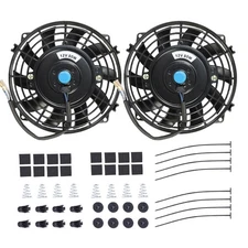 2X 7" Universal Slim Fan Push Pull Electric Radiator Cooling 12V Mount Kit Black