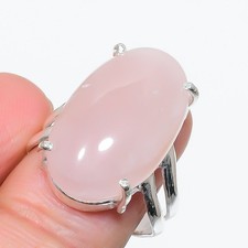 Pink Rose Quartz Gemstone Handmade 925 Sterling silver Jewelry Ring Size-7 US