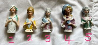 Antike Porzellan Nadelkissenbürste - weibliche Dame - Art Deco Halbpuppe Nähen