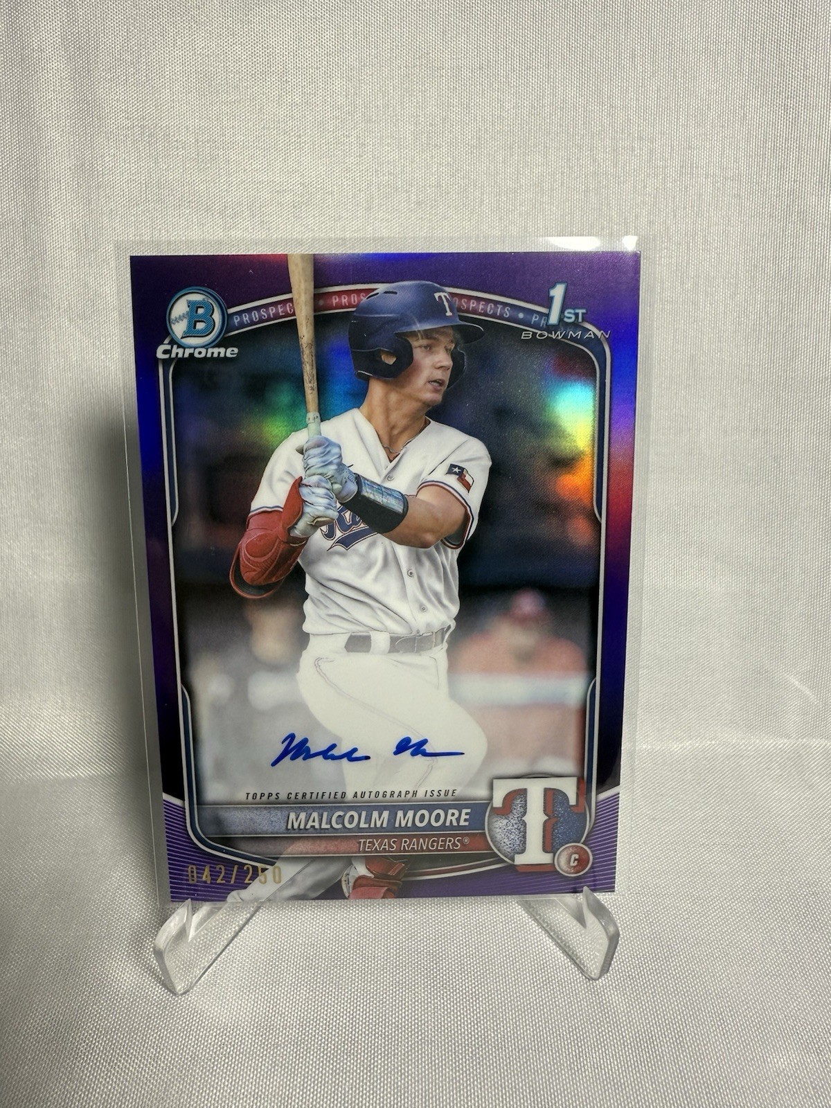 2025 Bowman Chrome 1st Prospect Auto Malcolm Moore Purple Refractor /250