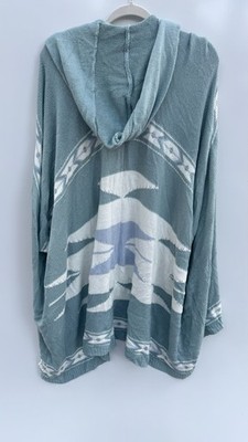 Show Me Your Mumu Sequoia Cardi Hoodie Open Knit Boho Sweater Mint Green S