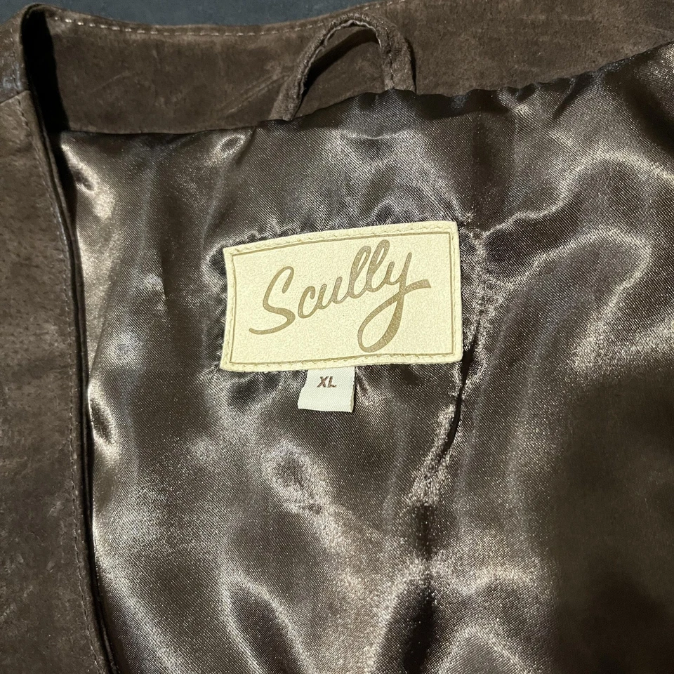 Scully Vest Womens XL Brown Suede Leather Fringe Western Satin Lined Studded - Image 4 of 4