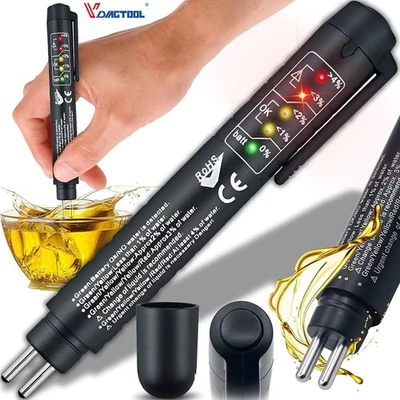 ✅VDIAGTOOL Brake Fluid Liquid Tester Pen 5 LED Indicator Car Oil Moisture Tester