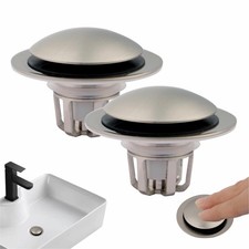 2 Pack Pop Up Sink Drain Stopper,Brushed Nickel Bathroom Brushed Nickel-2