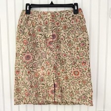 Talbots Corduroy Skirt Sz 4 Paisley Floral Stretch Cottagecore Western Boho Y2K