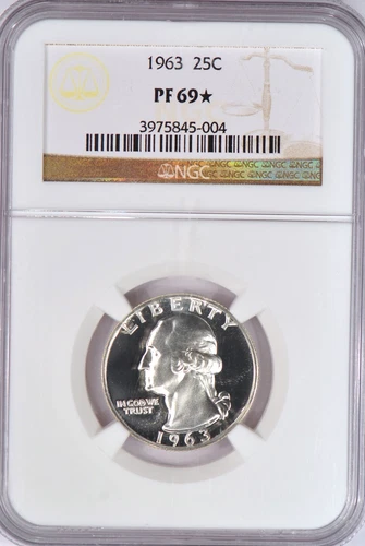 1963 Washington Quarter Proof NGC PF 69 STAR PR 69* Old Holder Silver Coin 25C