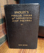 Vintage 1940s Logarithms Parallel Tables and Squares vtg Leather Book SMOLEY's