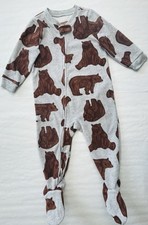 EUC Carter  s Fleece Brown Bear Footed Sleeper 18m Gray Grizzly Pajamas