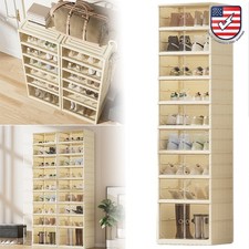 Shoe Storage Organizer Foldable 8 Layers Stackable Shoe Rack Organizer with Lids
