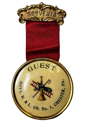 1896 Chester PA MOYA Hook & Ladder Co Guest Ribbon 3.5''H