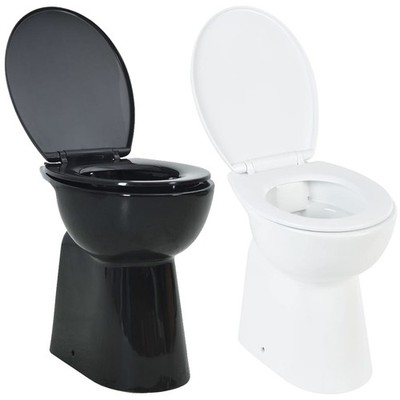 Hohe Spülrandlose Toilette Soft-Close 7cm Höher Keramik Stand WC Schwarz/Weiß