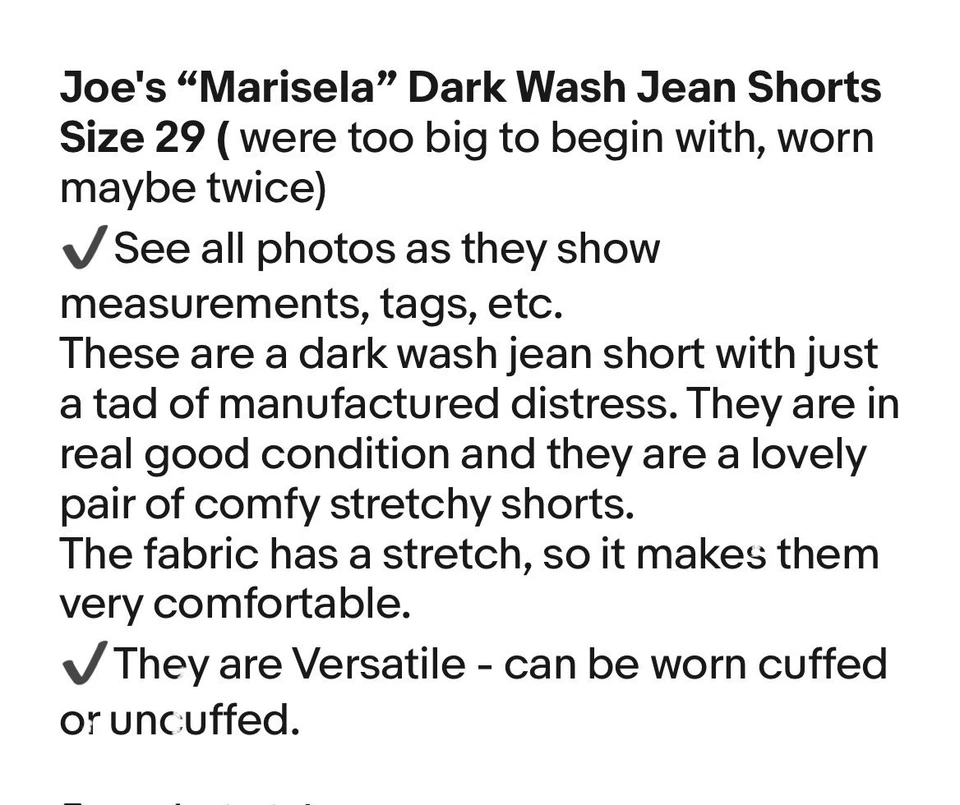 Pantalones Cortos de Denim Joes’s Jeans para Mujer Marisela Talla 29 Usados en Excelente Condición Medidas Mostradas Foto 3 de 4