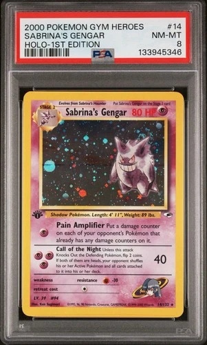 Pokémon 2000 Sabrina's Gengar Gym Heroes 1st Edition Holo PSA 8 14/132