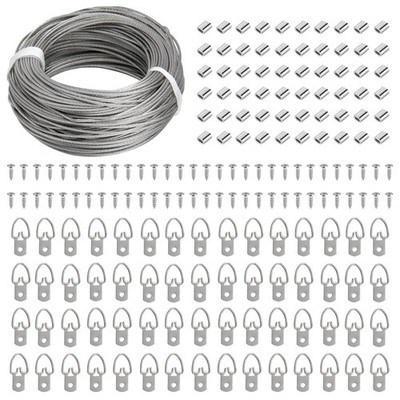 Picture Hanging Kit - 100 Feet Braided Hanging Wire, 60 Pcs D Ring Picture Hange