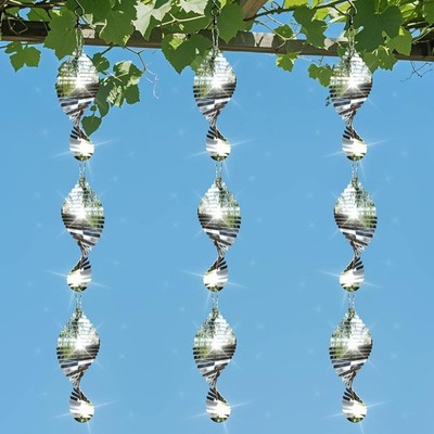 9 PCS Stainless Steel Bird deterrents Outside,3D Bird Scarer Discs Set Pigeon