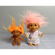 Vintage Trolls Russ 1990s Grandma Pink Hair 3" Orange Hair