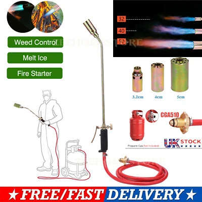 Propane Butane Gas Torch Weed Burner Hose Pipe Welder Roofers Plumbers Kit New