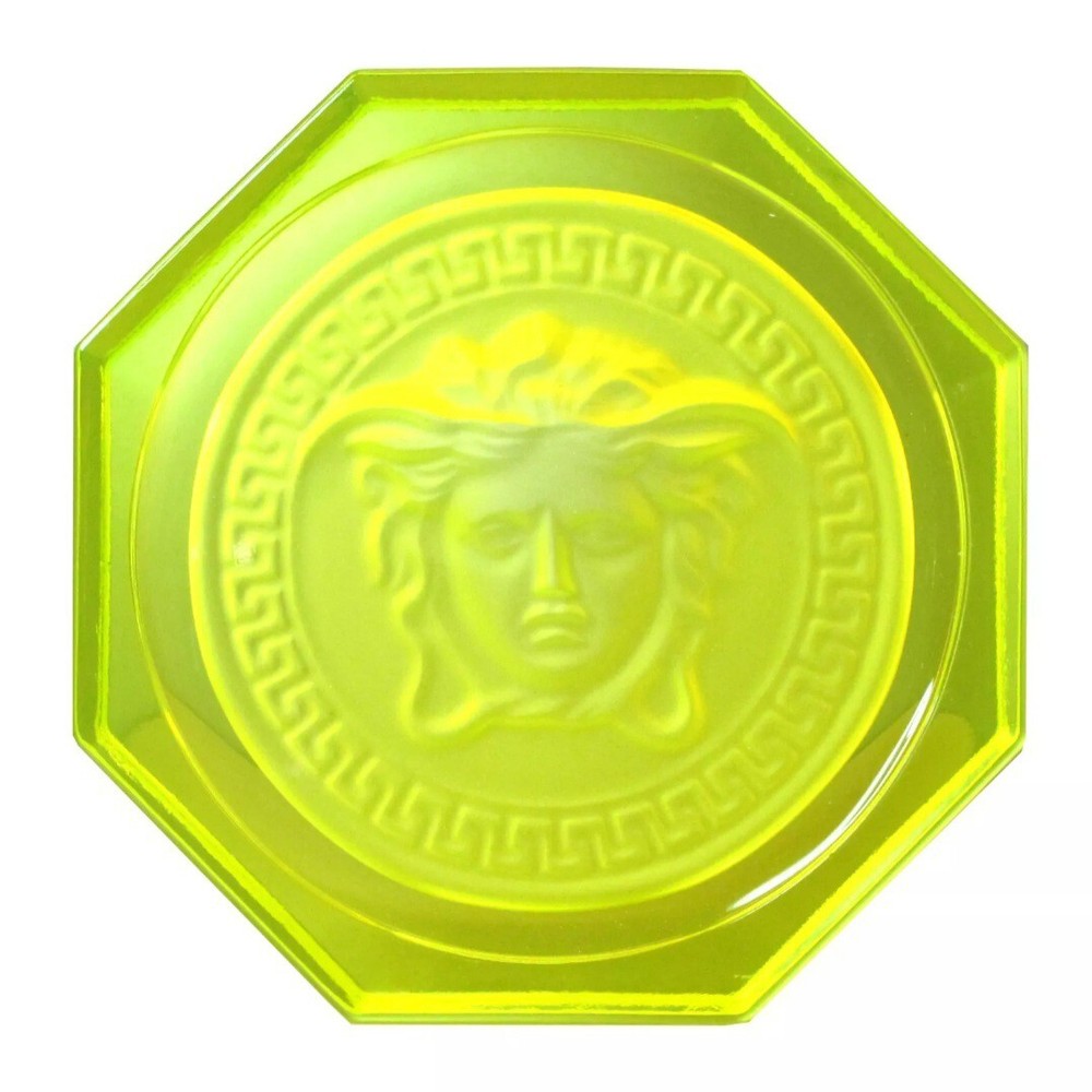 VERSACE Rosenthal Vaseline Uranium Glass MEDUSA Coaster. Heavy. Ships From USA