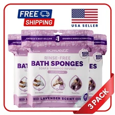 Scrubzz Disposable Rinse Free Bathing Sponges - Lavender, 75 Count