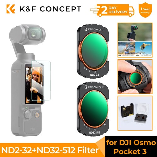 K&F Concept DJI Osmo Pocket 3 Magnetic ND Variable ND2-32 + ND32-512 Filters - 第 1/8 張圖片