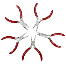 5 PC 3 Inch Mini Pliers Single Leaf Split Ring Bend Nose Long Nose Round Nose