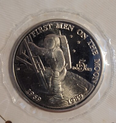 First Men On The Moon Apollo 11 $5 Commemorative Coin 1989 | eBay