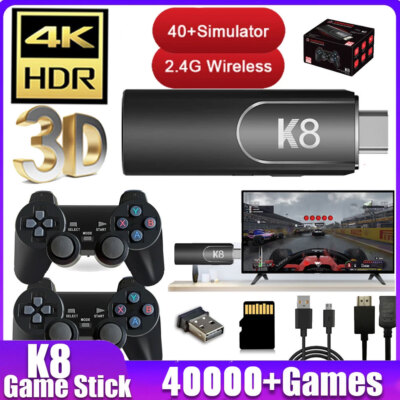 64GB 40000+ Video Games 4K HDMI TV Game Stick Console Wireless Gamepad Best Gift