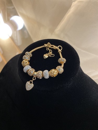 Rose Gold Austrian Crystal Heart Charm Bracelet