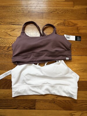 NEW Zobha Womens Sports Bras Set of 2 Sz XXL Rose White Medium