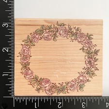 Rubber Stampede Wreath Of Roses Flowers Floral 593H Wood Mounted Rubber Stamp