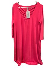 Zenana Premium Women's Dress size L  Fuchsia red color Criss Cross Swing