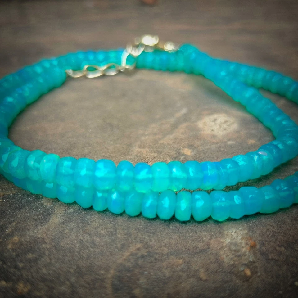 项链,Welo Fire Opal 多面珠 4-5 毫米 18 英寸长,送给妈妈的礼物,全部。 — 第 3/4 张图片