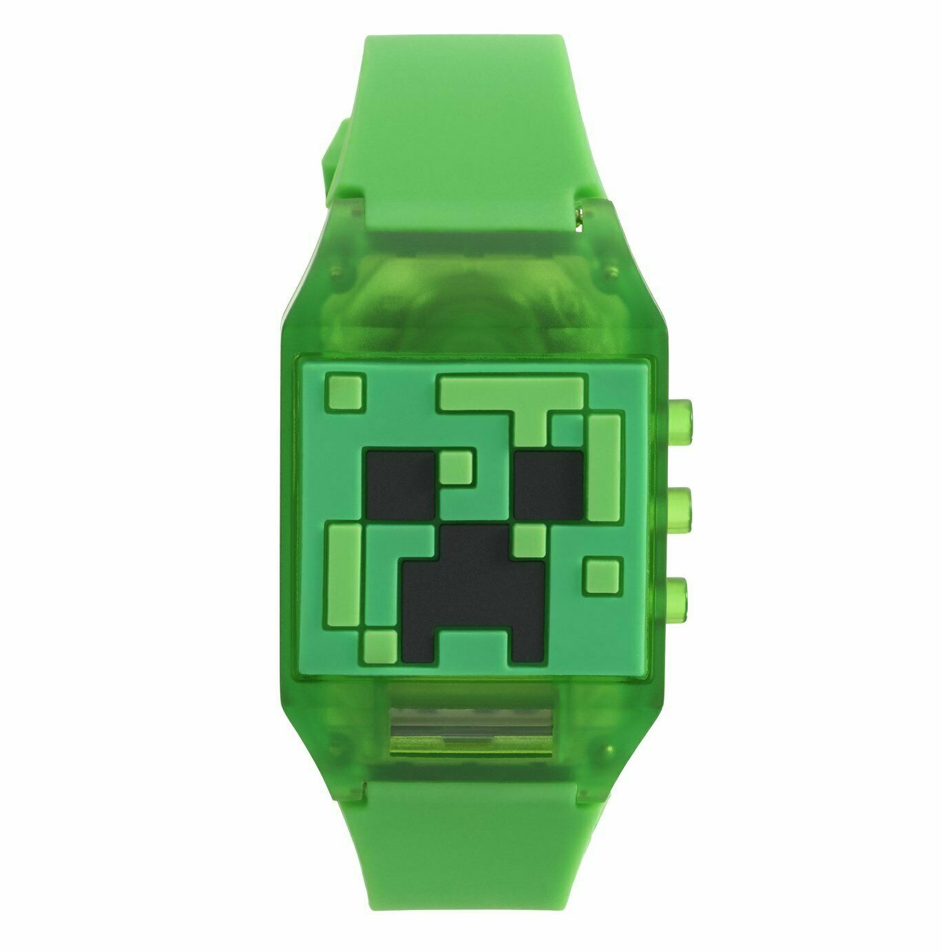 Minecraft Kid's Green Silicone Strap Plastic Case Kinetic Digital Watch ...