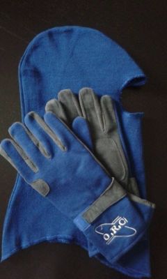  SFI BLUE NOMEX FEUERFESTE RENNHANDSCHUHE + NOMEX STURMHAUBE MINISTOX BANGER BRISCA
