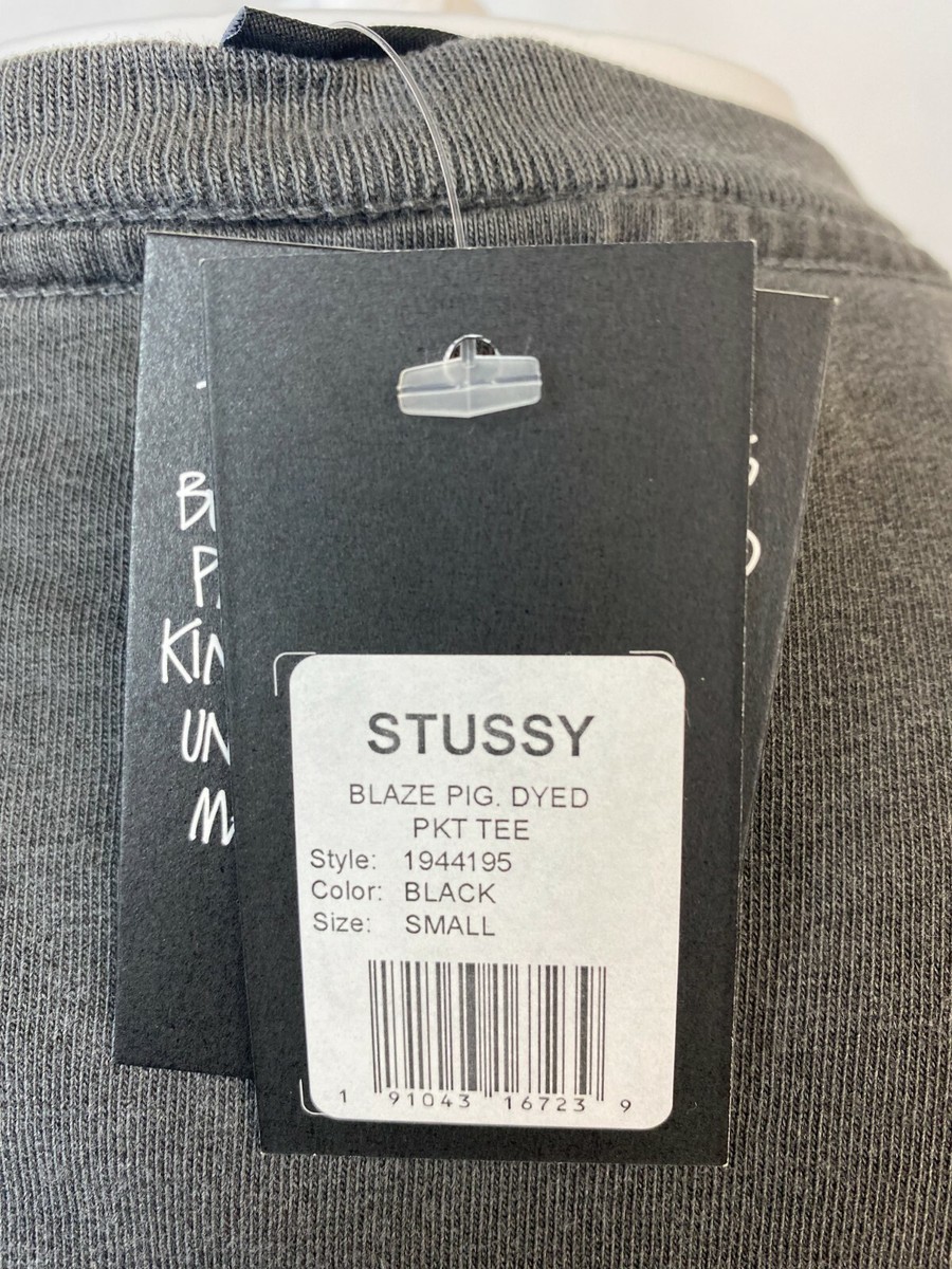 Stussy Mens Blaze Pigment Dyed Pocket T-Shirt - Black