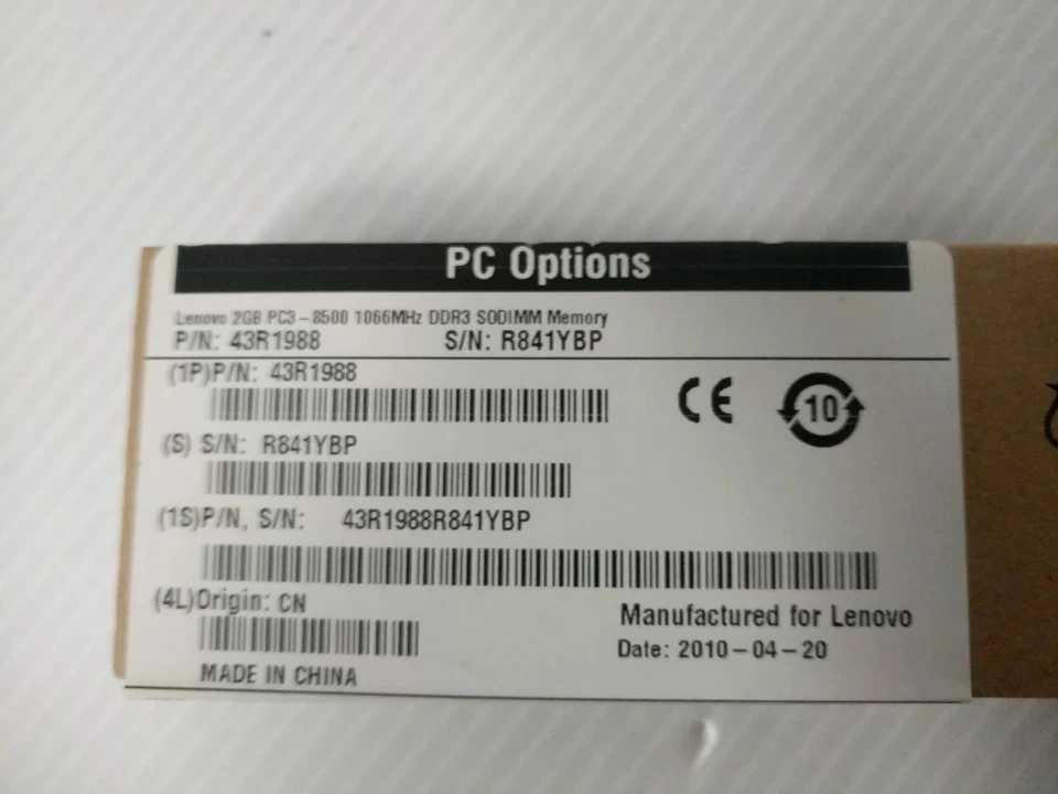 GENUINE LENOVO 2GB PC3-8500 1066 Mhz DDR3 SODIMM LAPTOP MEMORY 43R1988 - Image 2 of 3