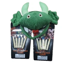 Child's Green Dragon Headband & 2 Make Up Crayon Set Costume Cosplay Accessory