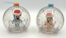 Bluey Ornaments Bingo Set 2 Holiday Christmas Glitter Ball W Removable Toy Figur