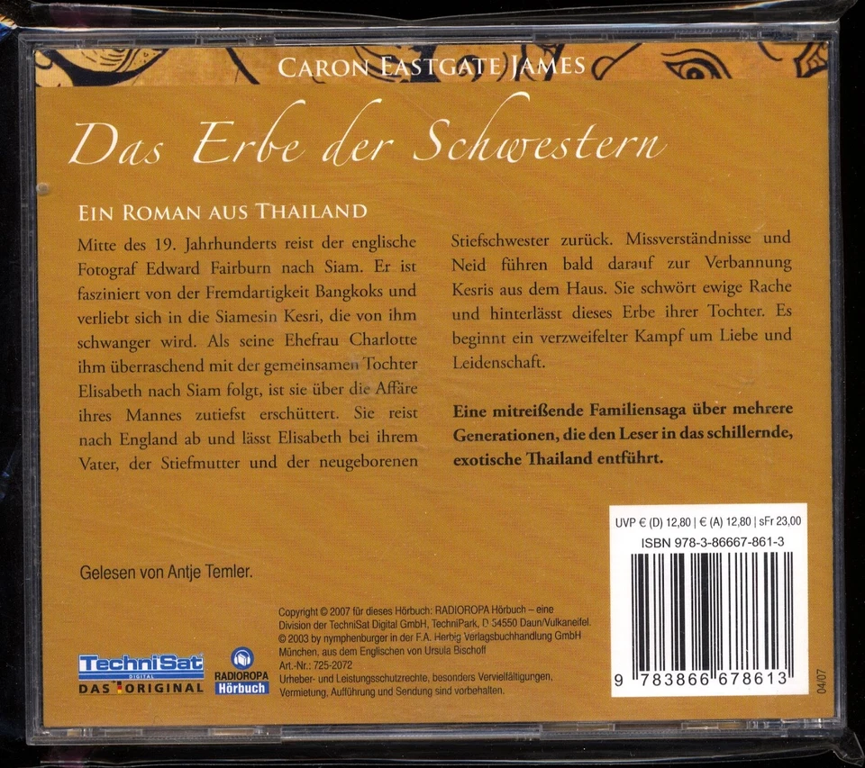 Caron Lastgate JAMES★DAS ERBE DER SCHWESTERN★Thailand-Hörbuch★2 MP3-CDs★NEUWTG.★ - Bild 2 von 4